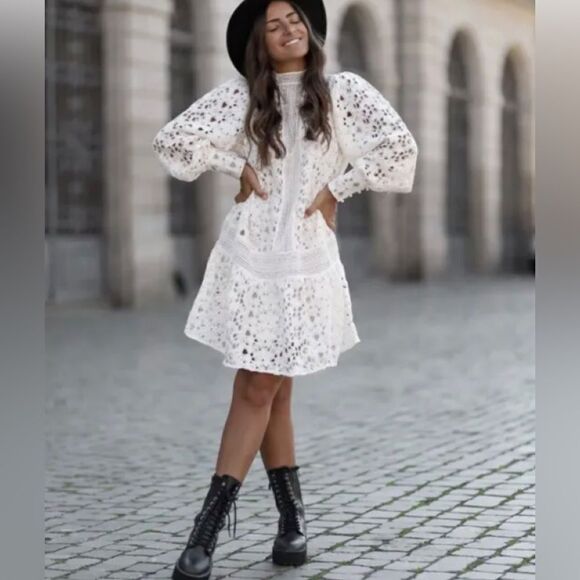 H&M Dresses & Skirts - H&M Conscious Cream Lace Dress AW20 Collection Size M  BLOGGERS
